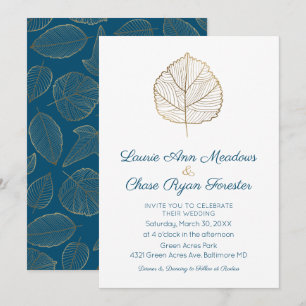 Gold Leaf Minimal Fall Wedding Invitation
