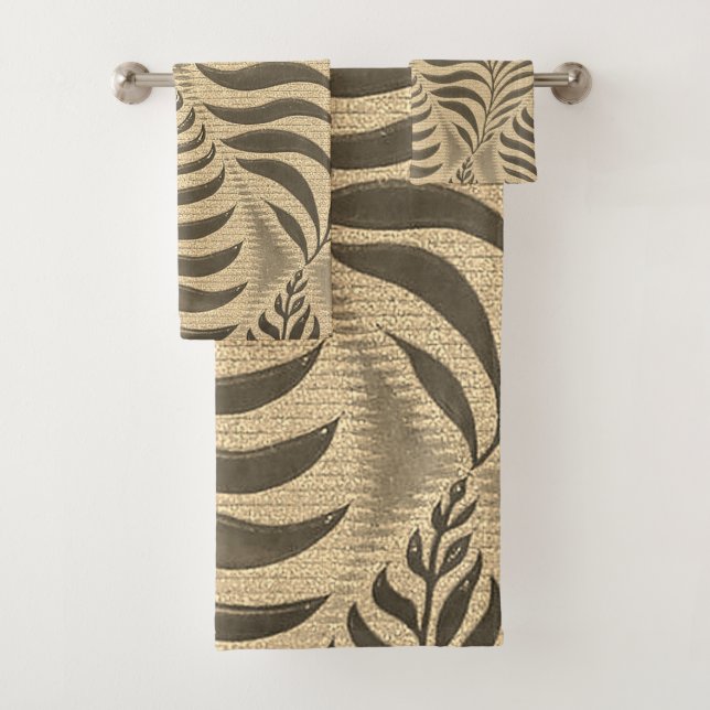 Gold Leaf Motif Bath Towel Set (Insitu)