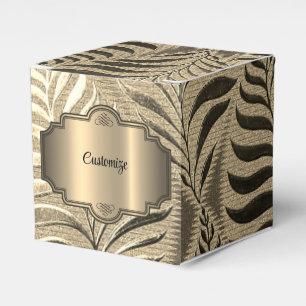 Gold Leaf Motif Cube Favour Box