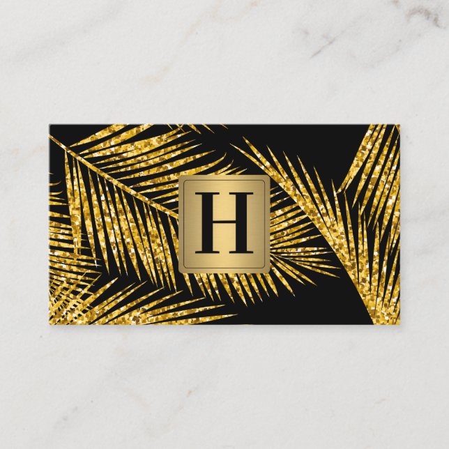 Gold Leaf Pattern Floral Elements Business Card (Front)