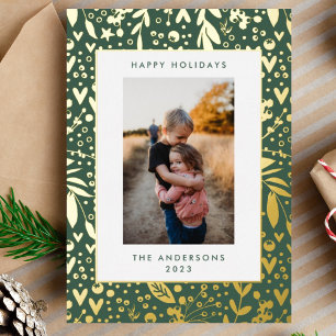 Gold Leaf Pressed Green White Floral Frame Photo