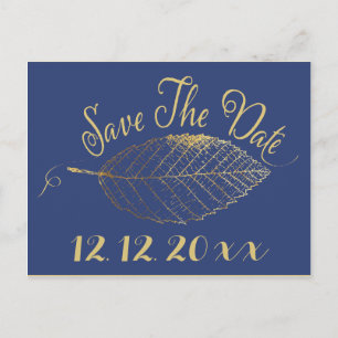 Gold Leaf Save The Date Announcement Postcard