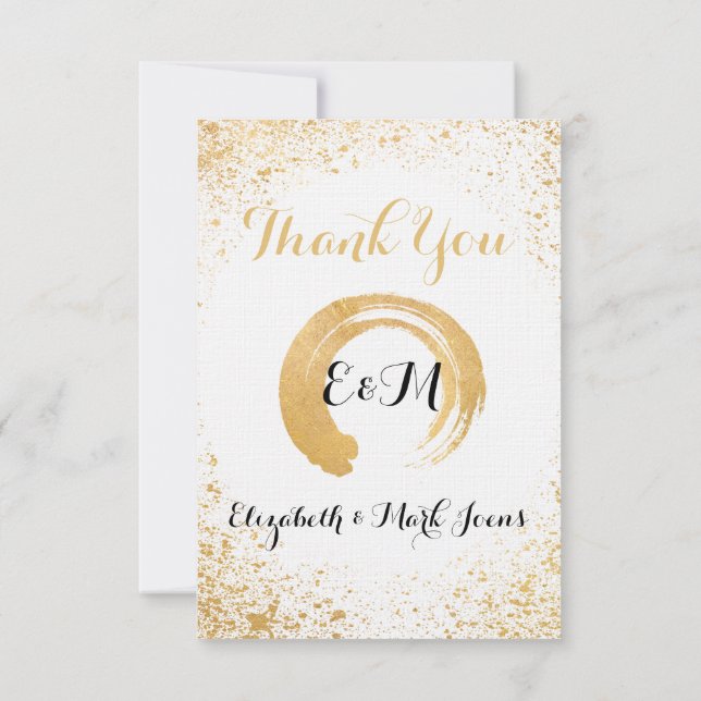Gold Leaf Spry Thank you note card (Back)