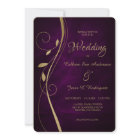 Gold Leaf Swirl Deep Purple Wedding