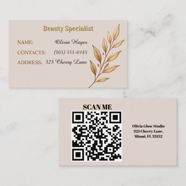 Gold Leaf Template Elegant Professional Business Card (Front/Back)