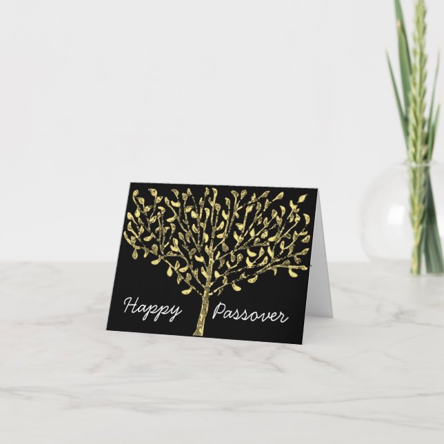 Gold Leaf Tree Passover Card (Front)