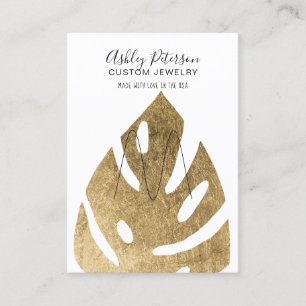 Gold leaf tropical jewellery ring display business card