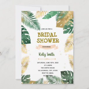 Gold leaf tropical theme invitation