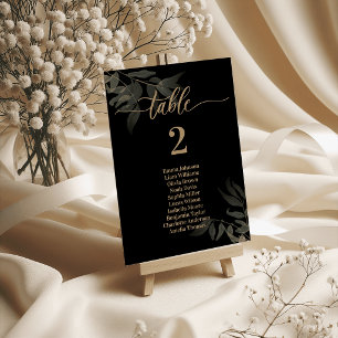 Gold Leaf Wedding Table Cards Emerald Green