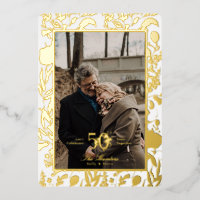 Gold Leaf WildFlower 50TH Wedding Anniversary Foil