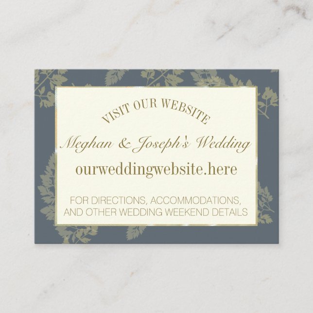 Gold Leaf Woodland Wedding Information Insert (Front)