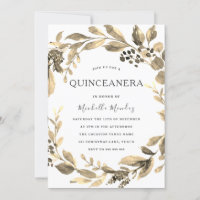 Gold Leaf Wreath Modern Quinceanera Party