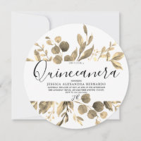 Gold Leaf Wreath Quinceanera 15th Birthday Party