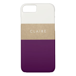 Gold leather and plum iPhone 8/7 case