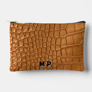 Gold leather texture luxury accessory pouch