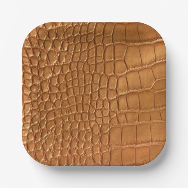 Gold leather texture luxury  paper plate (Front)
