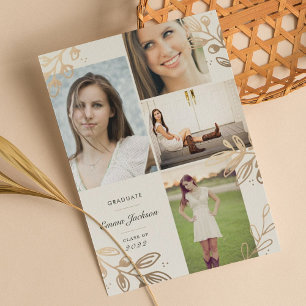 Gold Leaves 4 Photo Grad Announcement