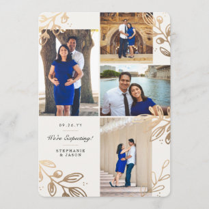 Gold Leaves 4 Photo Pregnancy Announcement