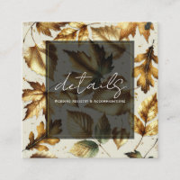 Gold Leaves Almond Beige Black Fall Wedding Detail
