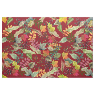 Gold Leaves and Berries   Fall Colours   Autumn Fabric