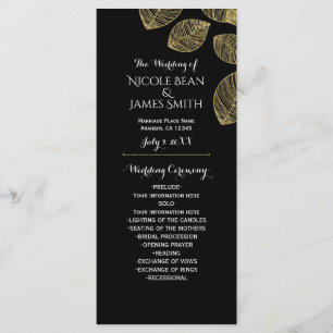 Gold Leaves Black Autumn Wedding Program Programme
