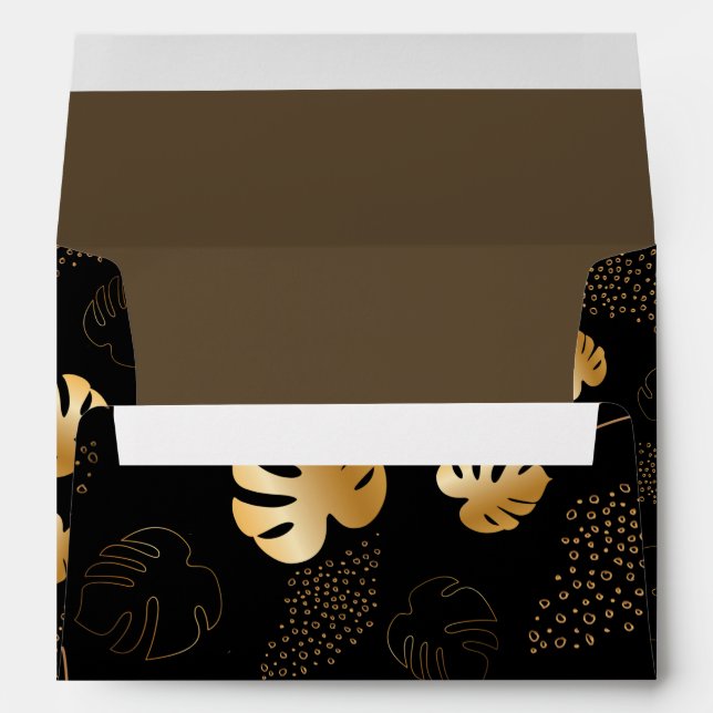 Gold leaves black Invitation Envelope (Back (Bottom))