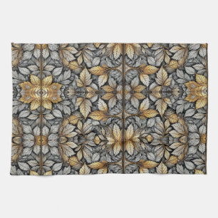 Gold Leaves Botanical Sherpa Tea Towel