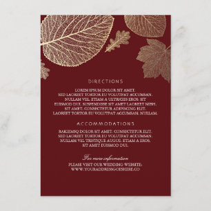 Gold Leaves Burgundy Wedding Details - Information Enclosure Card