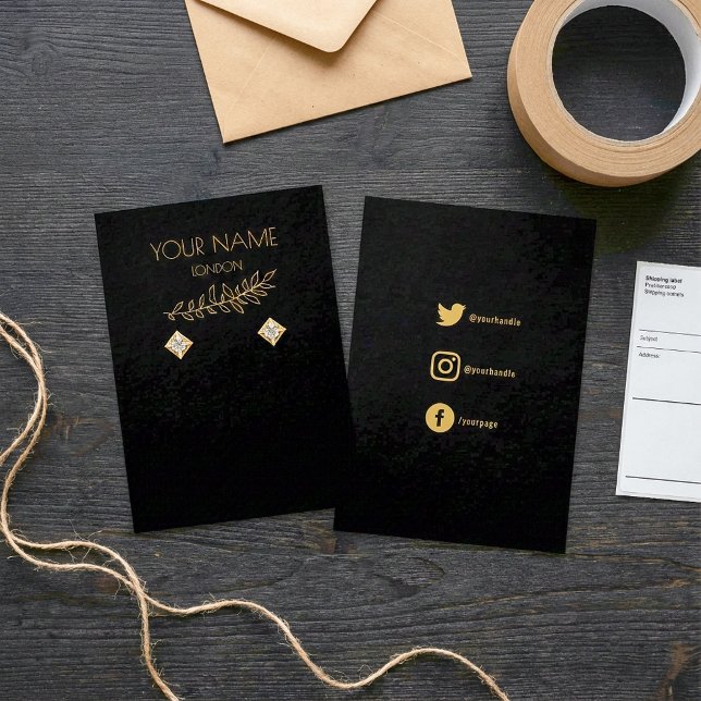 Gold leaves, earring display card (Gold leaves, earring display card.)