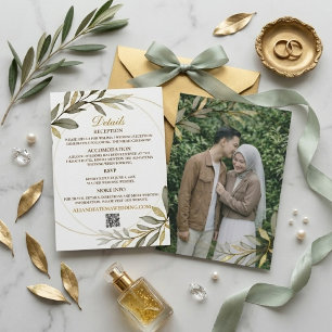 Gold Leaves Elegance Muslim Wedding Enclosure Card
