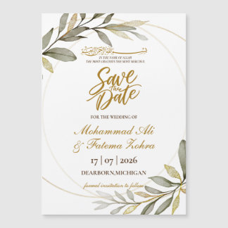 Gold Leaves Elegance Muslim Wedding SAVE THE DATE