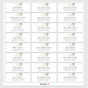 Gold Leaves Greenery Guest Names Address Labels