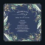 Gold Leaves Greenery Navy Blue Wedding Programme<br><div class="desc">Navy blue greenery wedding programs</div>