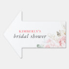 Gold Leaves Greenery Pink Floral Summer Party Sign