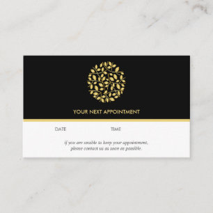 Gold leaves logo Black wellness massage yoga Business Card