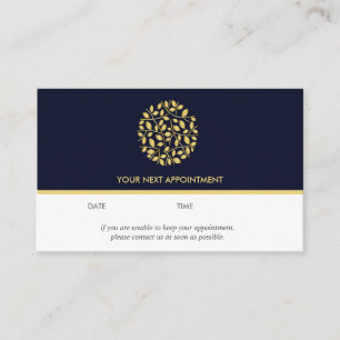 Gold leaves logo   Blue   wellness  massage yoga Business Card
