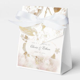 Gold Leaves on Gold Frame Wedding Favour Box