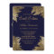 Gold Leaves on Navy Blue Sweet 16 Invitations