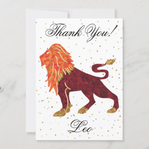 Gold Leo 1st Birthday & Big Photo Thank You Card