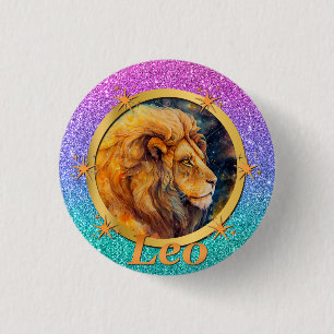 Gold Leo Zodiac Horoscope A Motivational Inspiring 3 Cm Round Badge