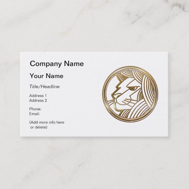 Gold Leo Zodiac Lion Astrology Sign Business Card (Front)