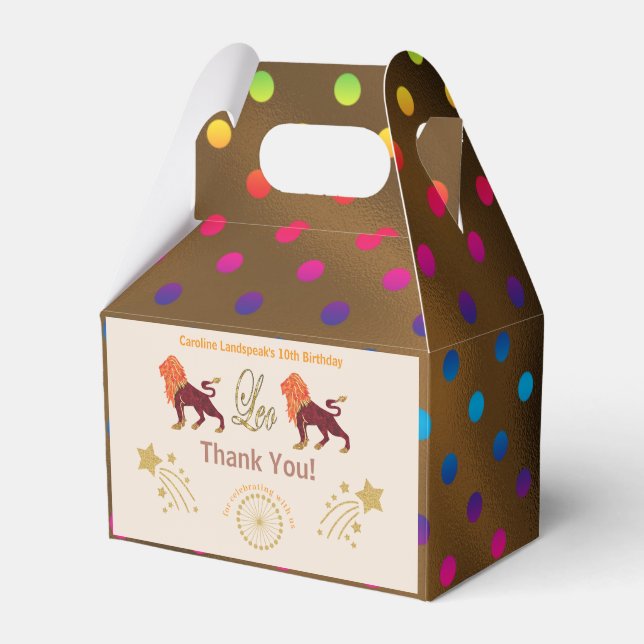 Gold Leo Zodiac multicolored confetti  Favour Box (Front Side)