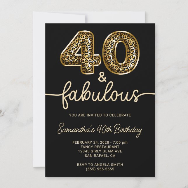 Gold Leopard 40 and Fabulous Black Invitation (Front)