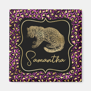 Gold Leopard and Purple Leopard Print Magnet