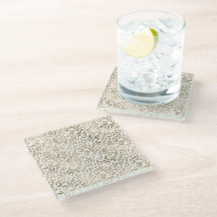 Gold Leopard Animal Print      Glass Coaster