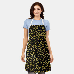 Gold Leopard, Gold Glitter, Leopard Pattern Apron