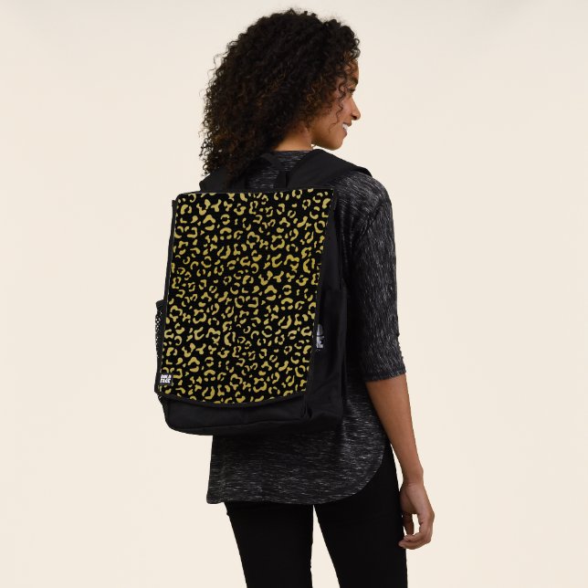 Gold Leopard, Gold Glitter, Leopard Pattern Backpack (Worn)