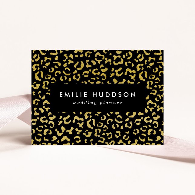 Gold Leopard, Gold Glitter, Leopard Pattern Business Card (Creator Uploaded)