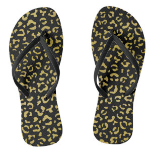 Gold Leopard, Gold Glitter, Leopard Pattern Jandals