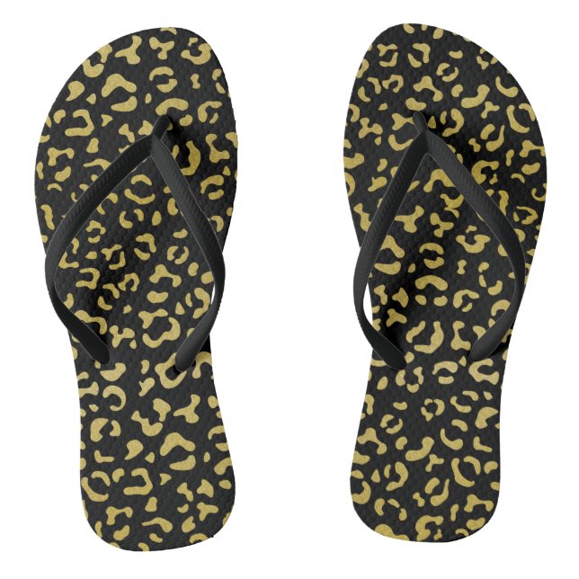 Gold Leopard, Gold Glitter, Leopard Pattern Jandals (Footbed)